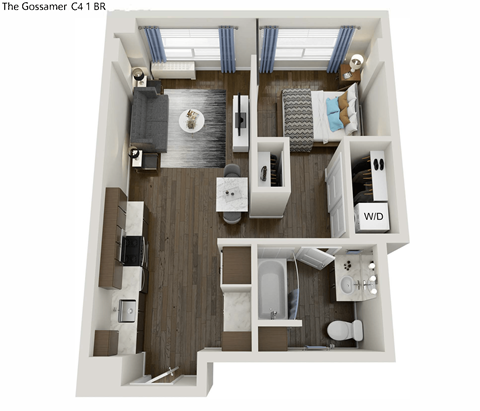 603 square foot 1 bedroom